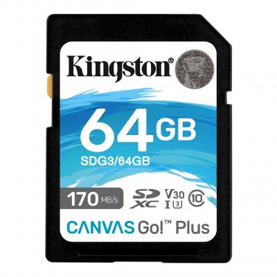金士頓 Kingston Canvas GO Plus 64G SD V30 記憶卡 讀170MB 寫70MB SDG3